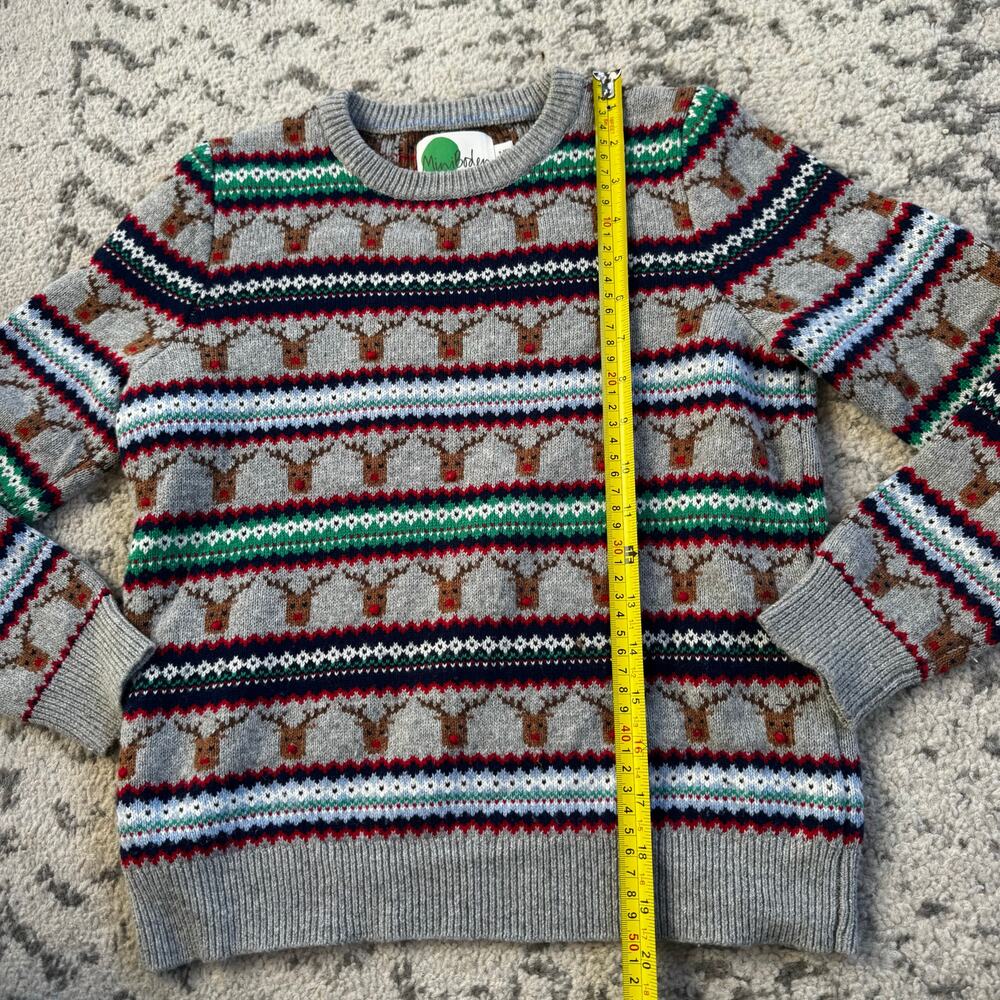 Mini Boden WOOL Blend Christmas Reindeer Sweater Fair Isle Knit Sz 9-10Y - Picture 7 of 9